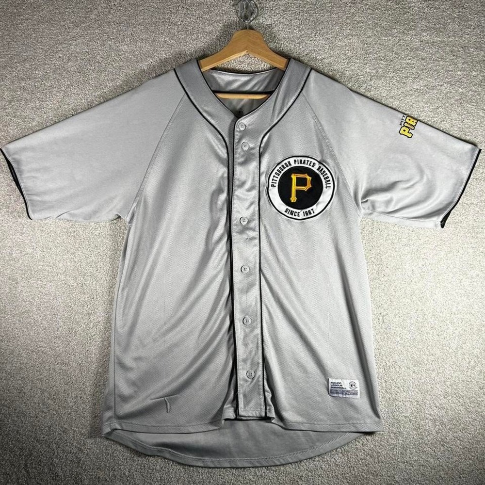 Vintage 2000s Pittsburgh pirates grey stitched baseball jersey